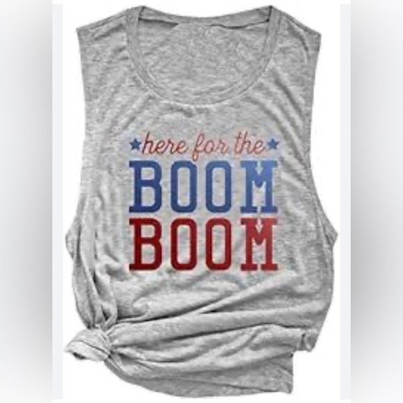 Boutique Tops - NWT Here for The Boom Boom 4th of July Patriotic Day Sleeveless Top Tee Shirt L